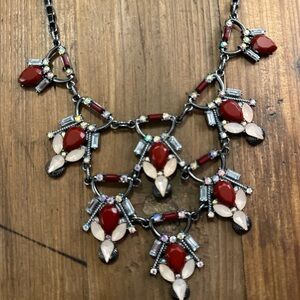 Elegant Red and Cream Statement Necklace
